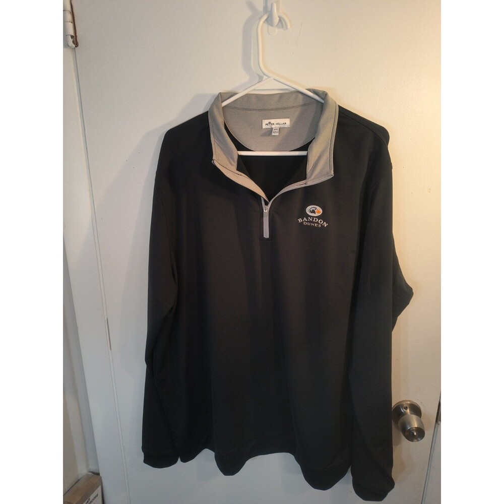 Peter Millar Bandon Dunes Perth Quarter Zip Pullover Mens XXL Black Grey Golf